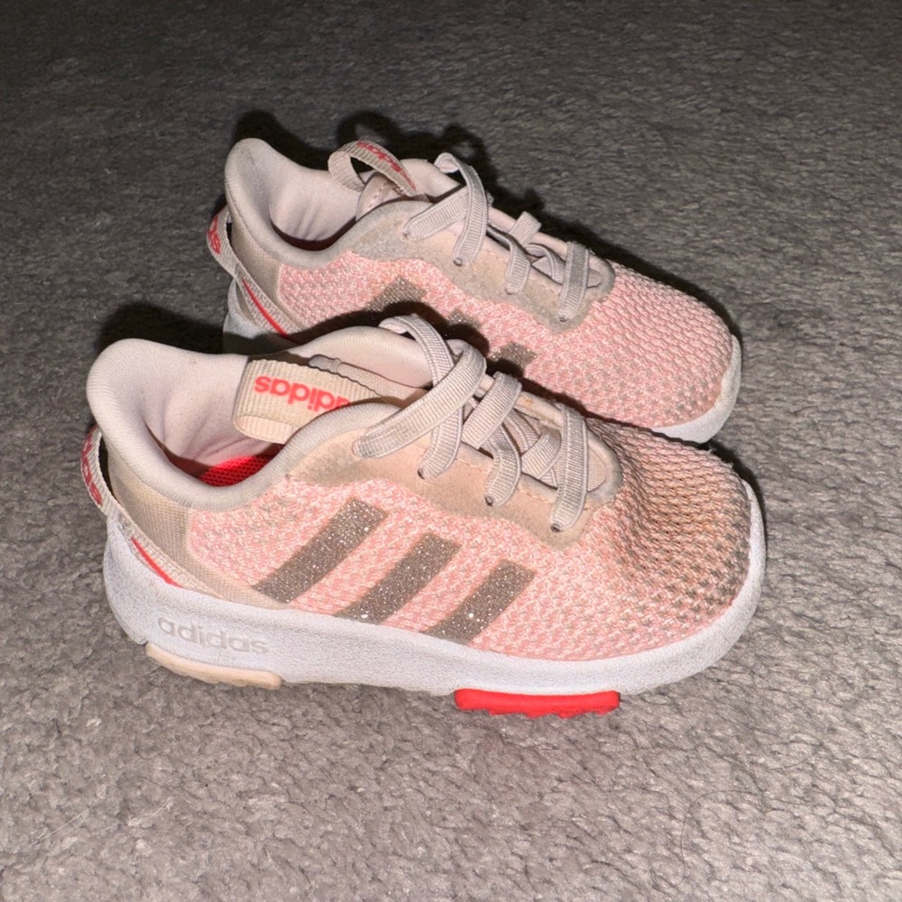Adidas size 5 toddler girls pink/peach shoes